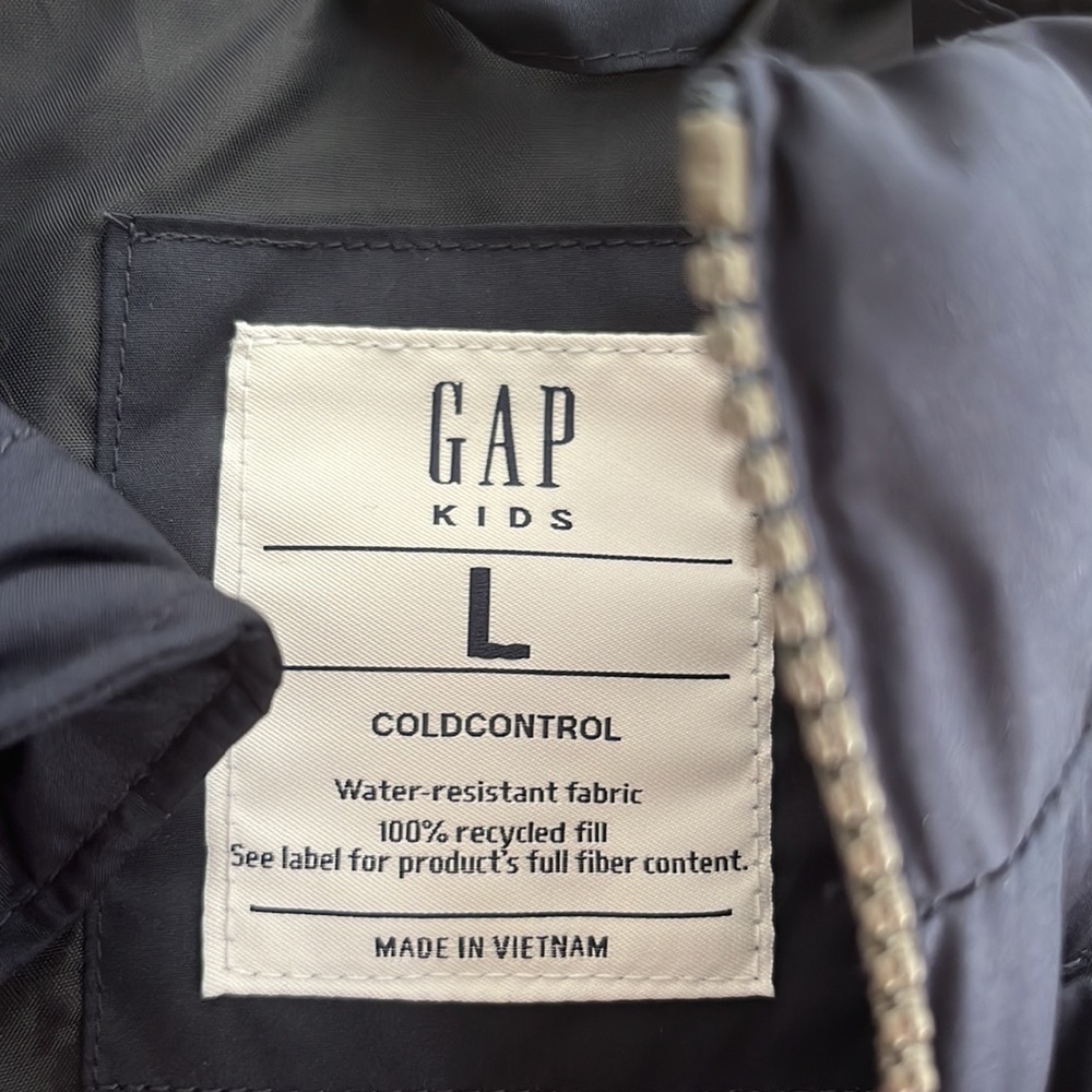 GAP Puffer Vest ColdControl Water Resistant L‎ Navy Kids Winter Fall Casual - Picture 2 of 6